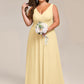 Plus Size Strapless V-Neck A-Line Lace-Up Bridesmaid Dress