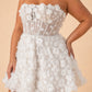 Feminine White A Line Bridal Dress Off Shoulder Detachable Train and 3D Floral Accents