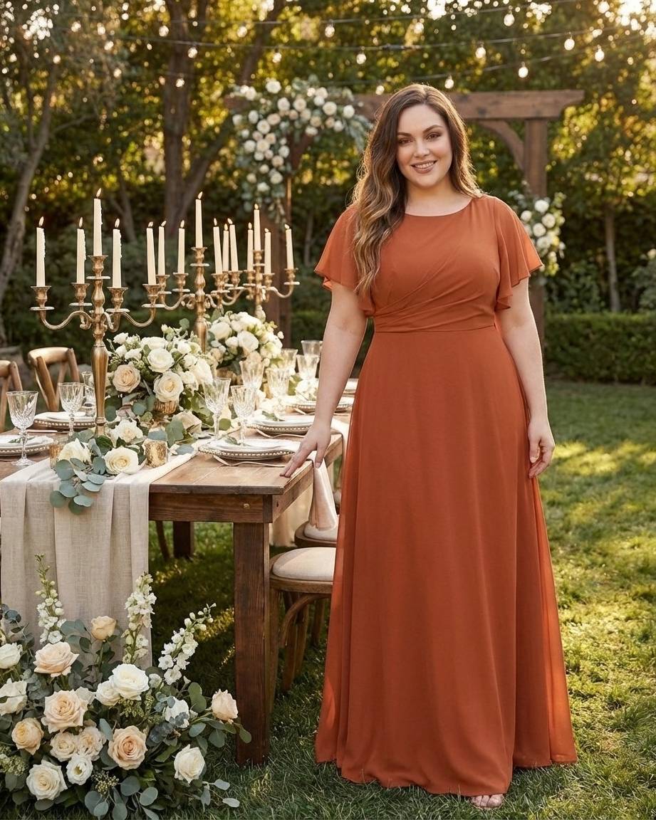 Avenleigh Plus Size Classic A-Line Chiffon Bridesmaid Dress Floor Length for Wedding - N0330