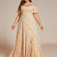 Plus Size Cold Shoulder Formal Bridesmaid Dress with Side Slit