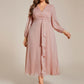 Plus Size Twist Knot Louts Leaf Long Sleeve A-Line Evening Dress