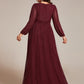Plus Size Dazzling Empire Waist See-Through Long Sleeves A-Line Evening Dress