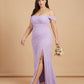 Elanthia Plus Size Romantic Sheath Bridesmaid Dress with Off Shoulder for Wedding -N0347