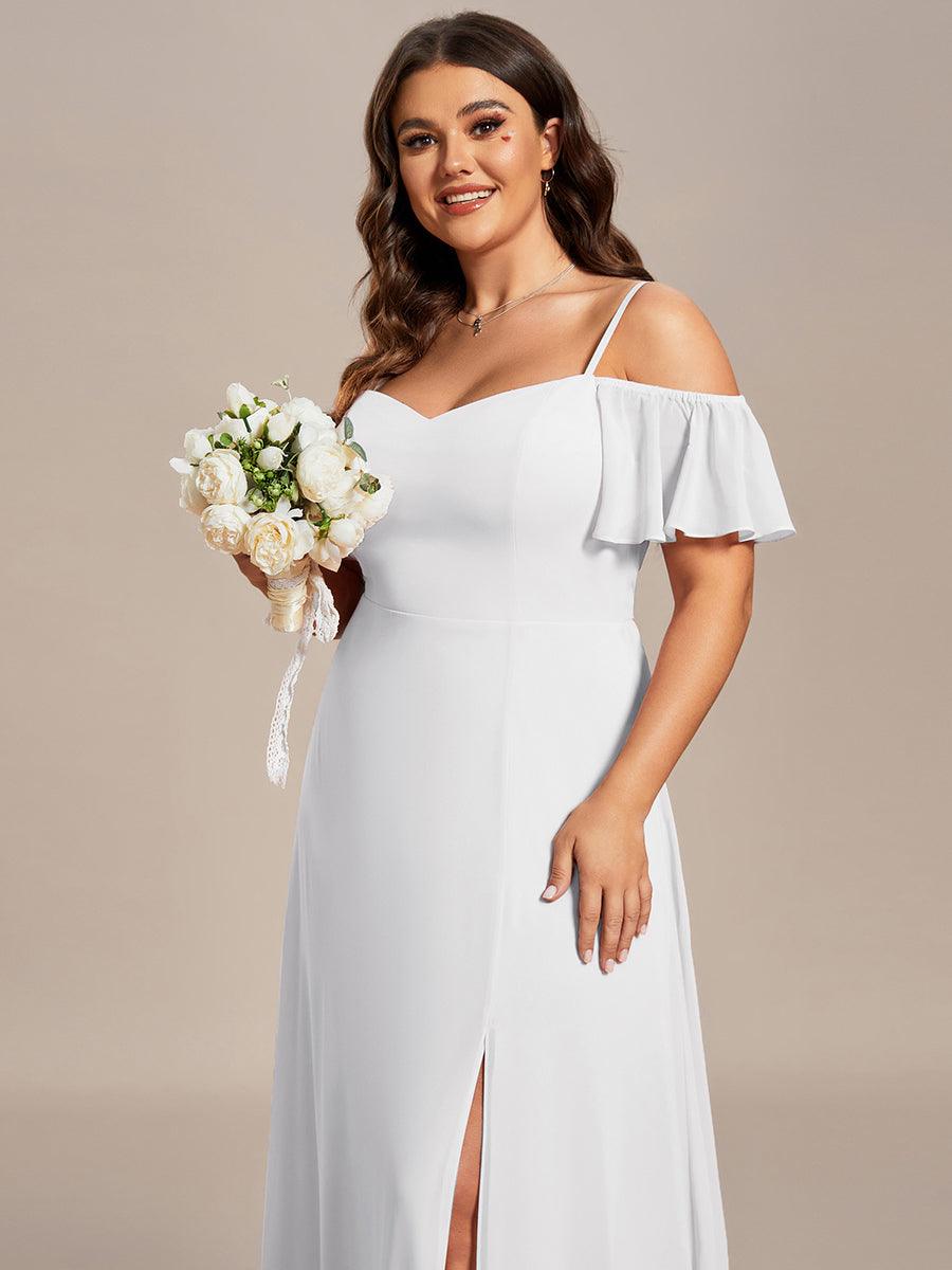 Plus Size Cold Shoulder Formal Bridesmaid Dress with Side Slit