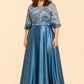 Plus Size Formal Prom Dress with Sequin Embroidery and A-Line Skirt