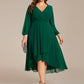 Plus Size Chiffon A-Line 3/4 Sleeves Asymmetrical Hem Wedding Guest Dress