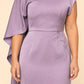 Plus Size Mother of the Bride Dress with Asymmetrical Cape and Embroidery