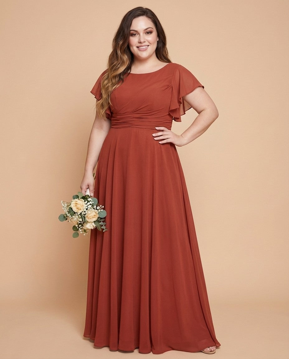 Avenleigh Timeless Chiffon A-Line Plus Size Bridesmaid Dress Ruched Waist - N0331