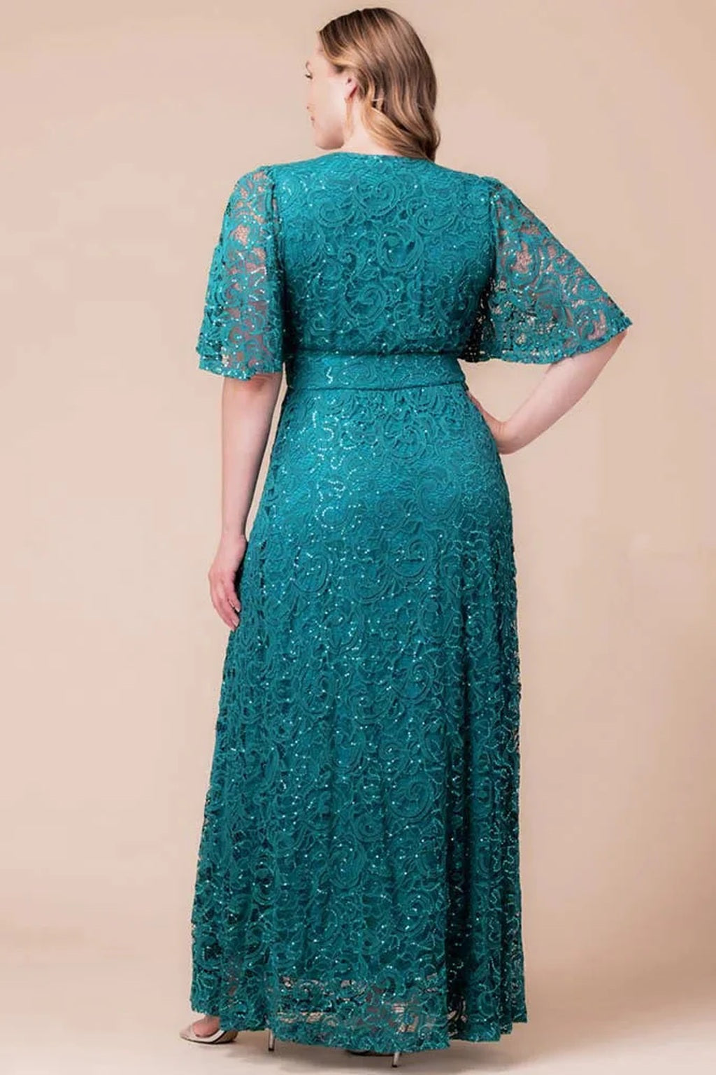 Luminous Sequin Lace Long Gown