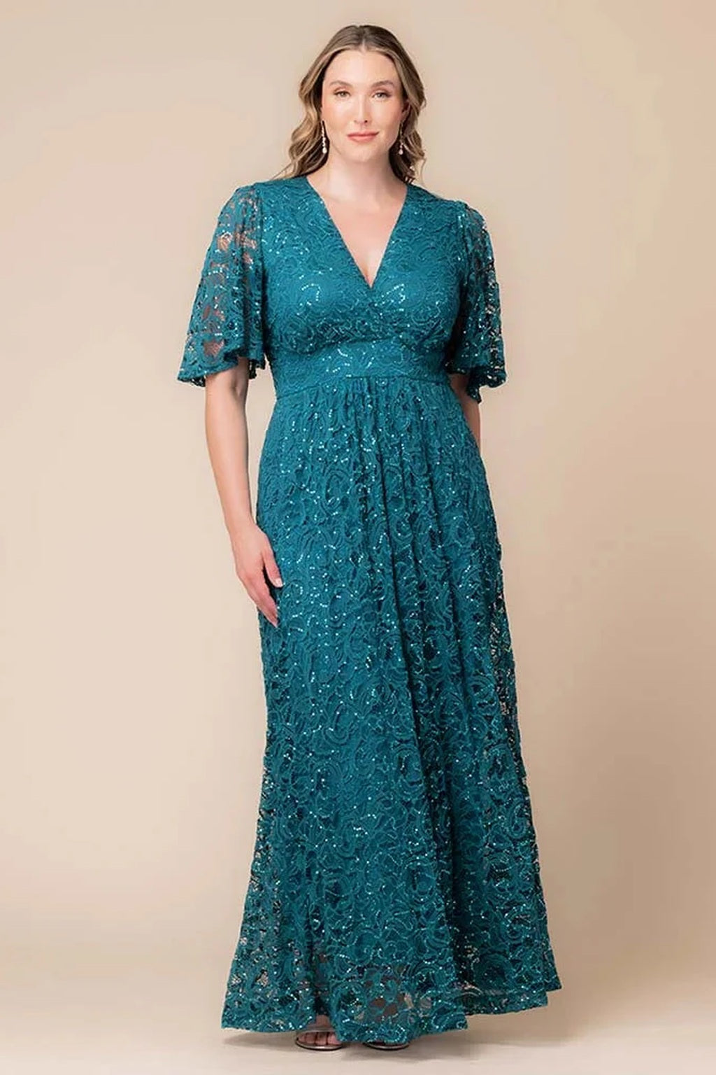 Luminous Sequin Lace Long Gown