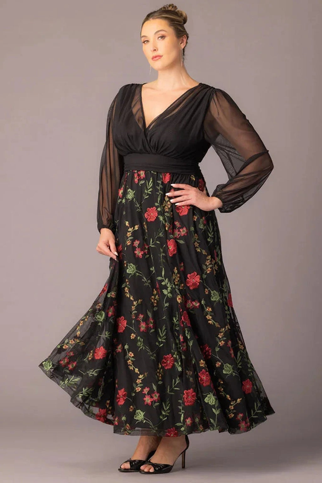 Isabella Embroidered Mesh Gown