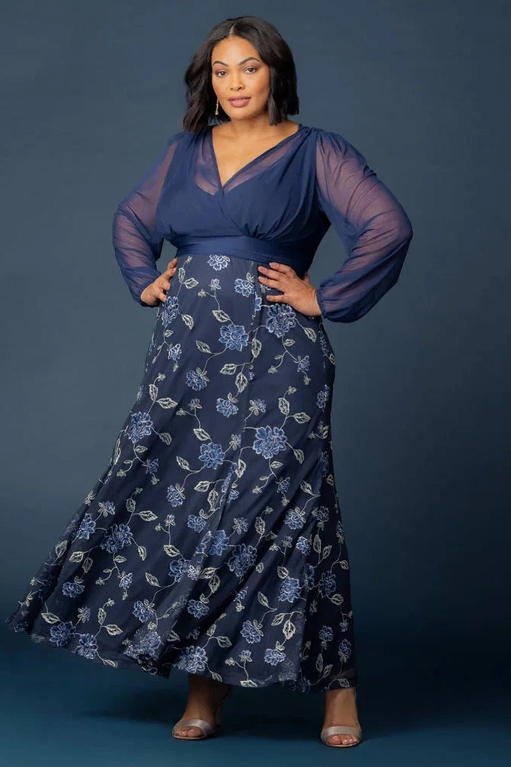 Isabella Embroidered Mesh Gown