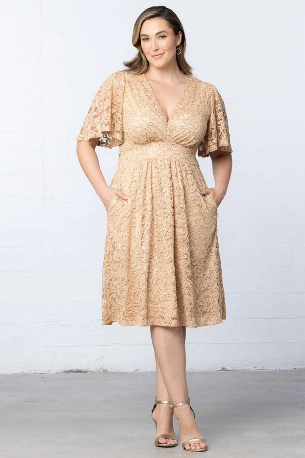 Starry Sequined Lace Cocktail Dress