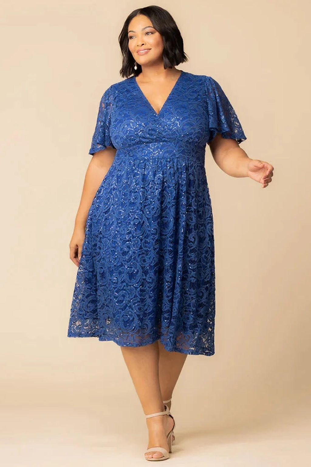 Starry Sequined Lace Cocktail Dress