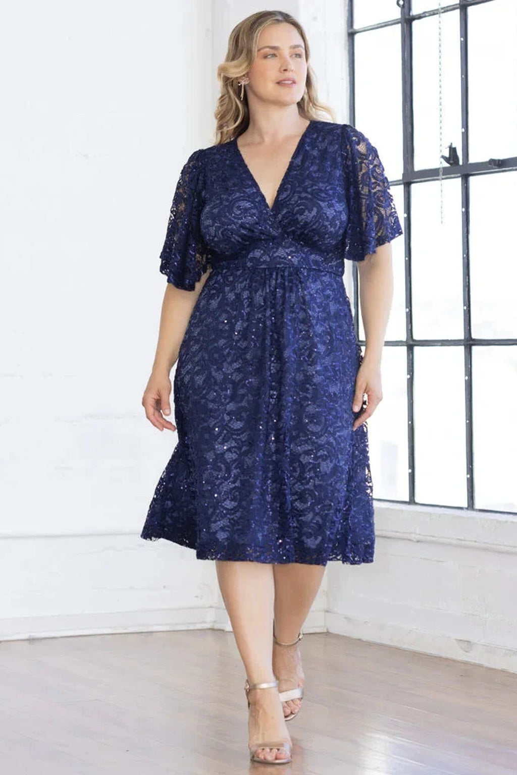 Starry Sequined Lace Cocktail Dress