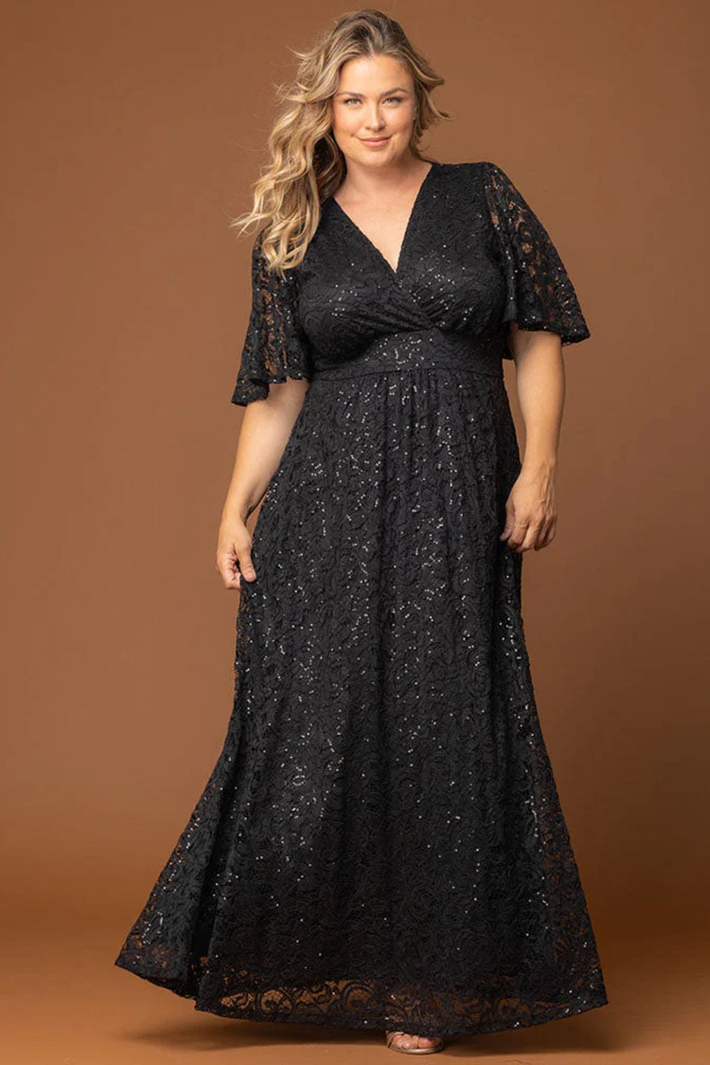 Luminous Sequin Lace Long Gown