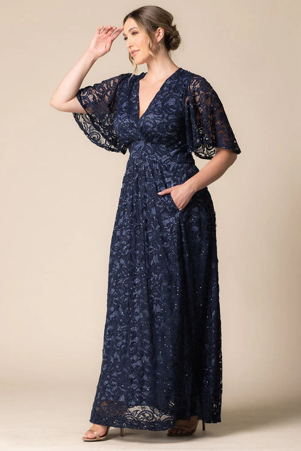 Luminous Sequin Lace Long Gown