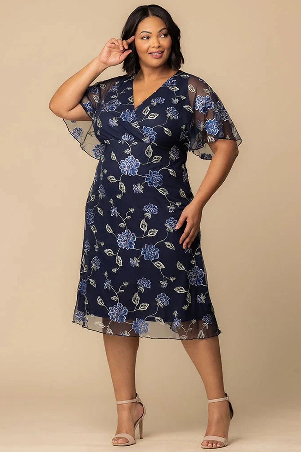 Sonnet Embroidered Midi Cocktail Dress
