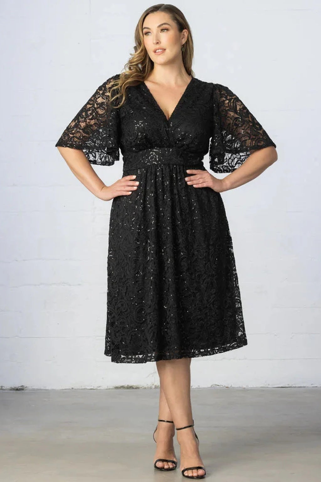 Starry Sequined Lace Cocktail Dress
