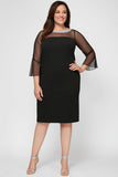 Plus Olivia Illusion Neck Crepe Dress