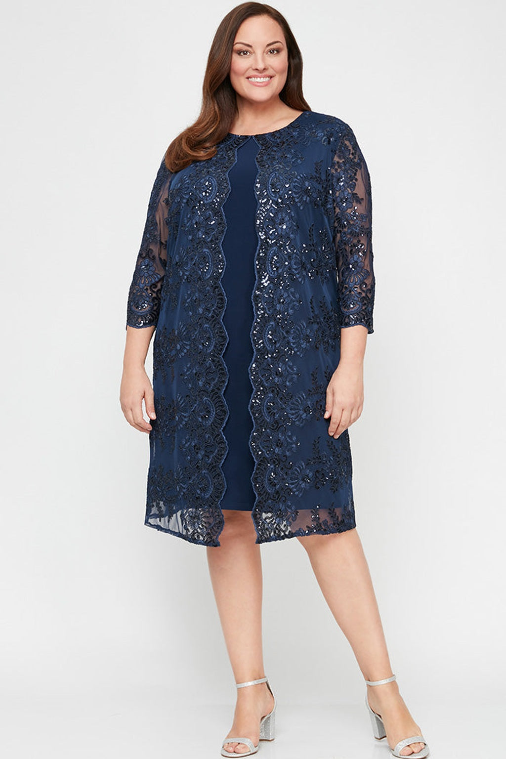 Plus Attached Sequin Detail Jacket Dress