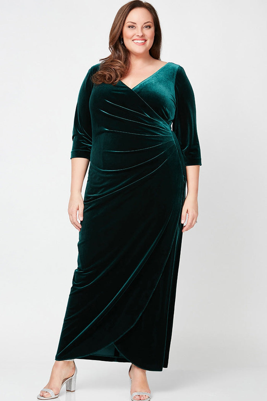 Plus Laurie Surplice Neckline Velvet Dress