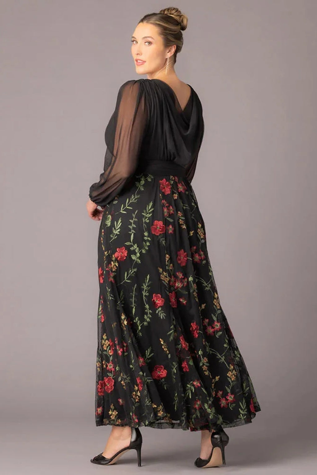 Isabella Embroidered Mesh Gown
