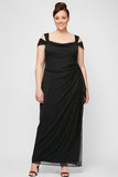Plus Lindsay Cold Shoulder Mesh Gown