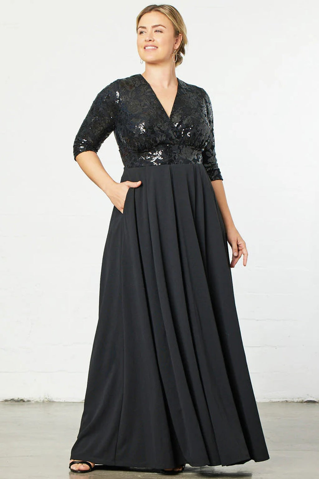 Paris Pleated Sequin Gown