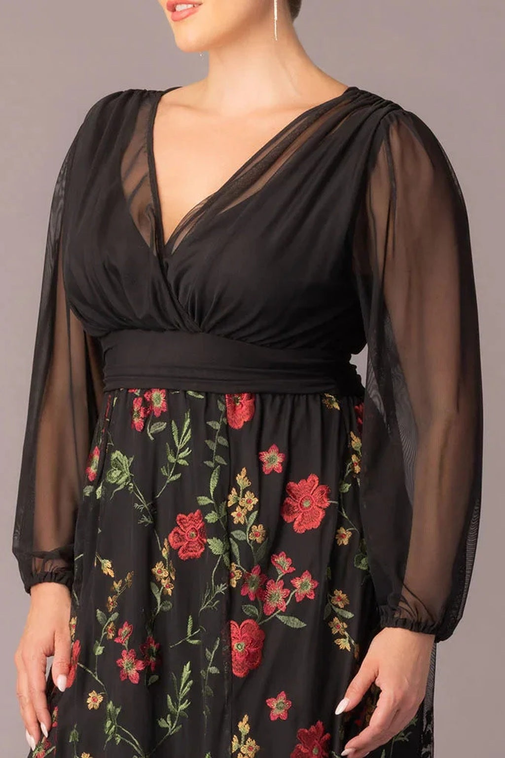Isabella Embroidered Mesh Gown