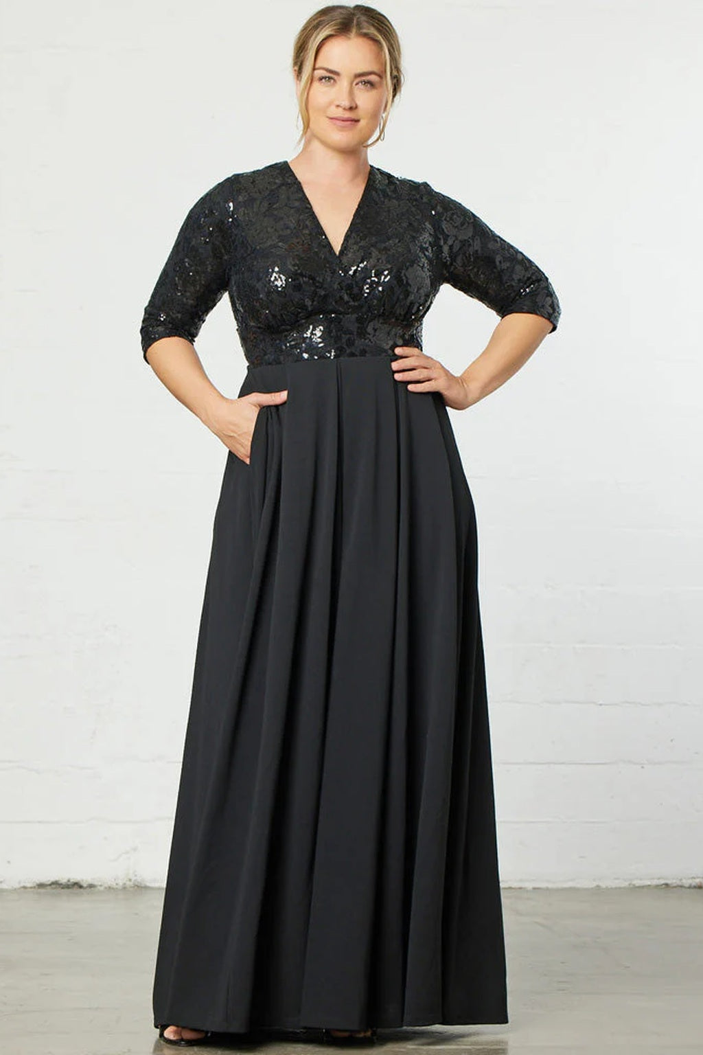 Paris Pleated Sequin Gown
