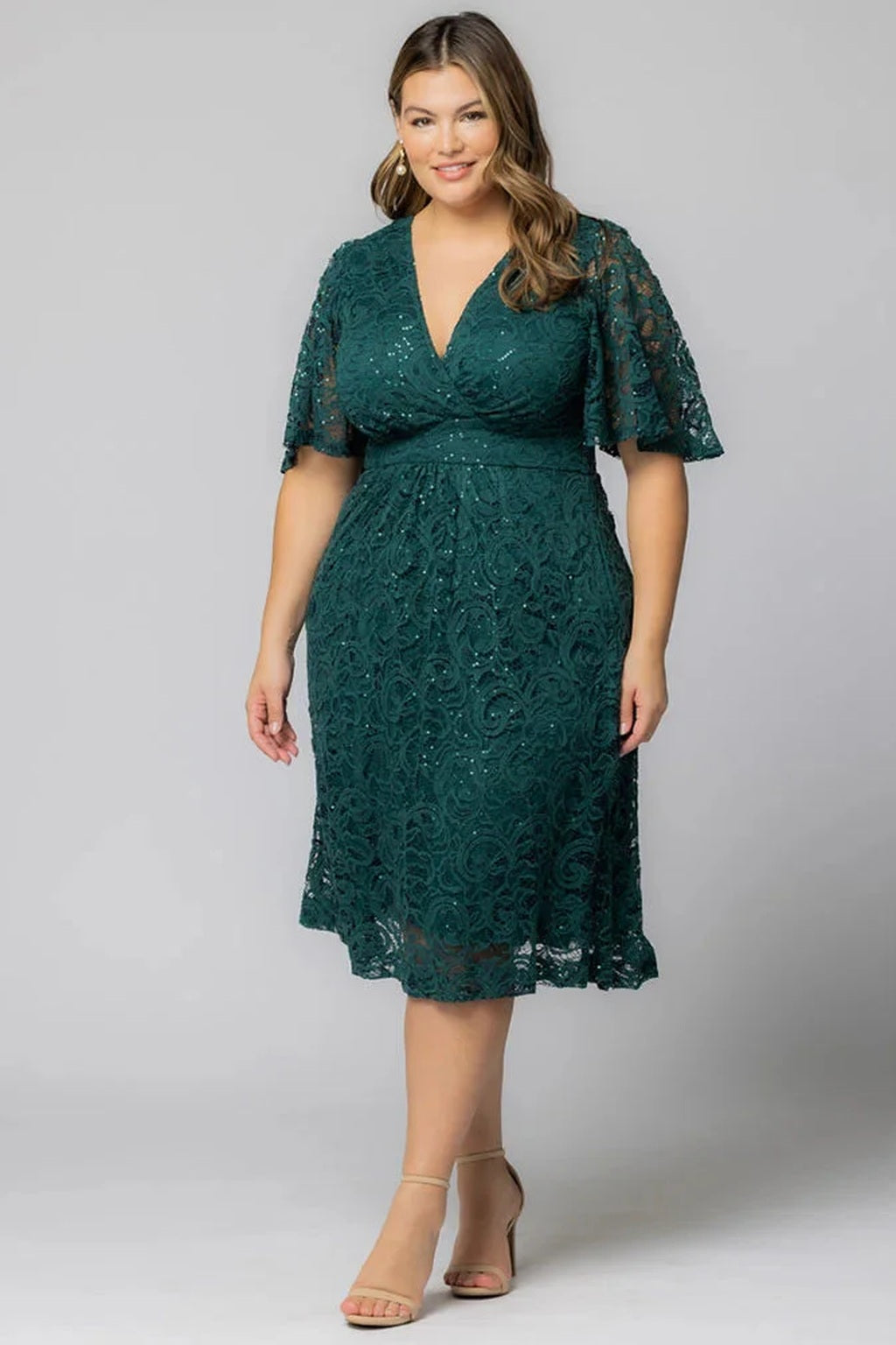 Starry Sequined Lace Cocktail Dress