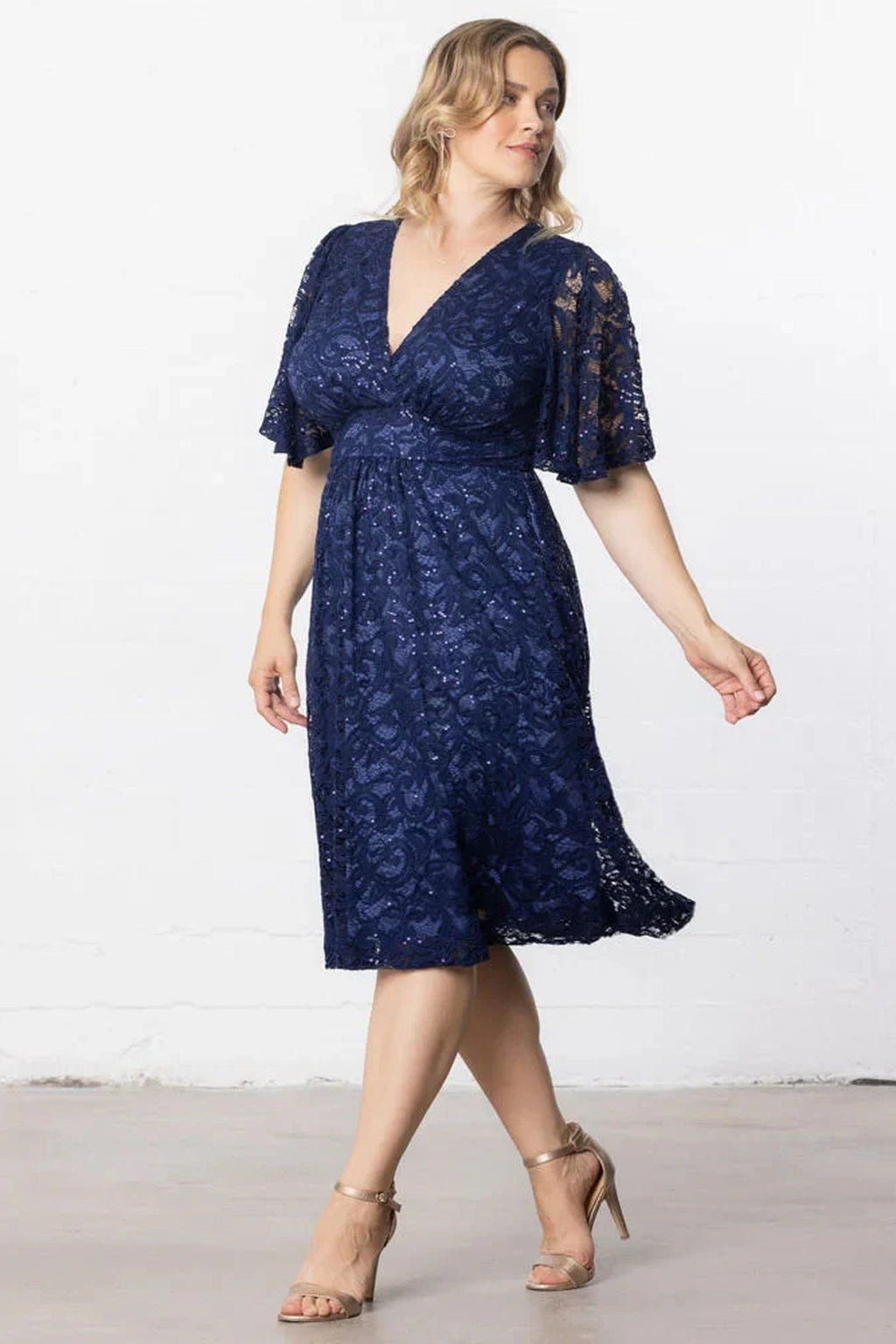 Starry Sequined Lace Cocktail Dress