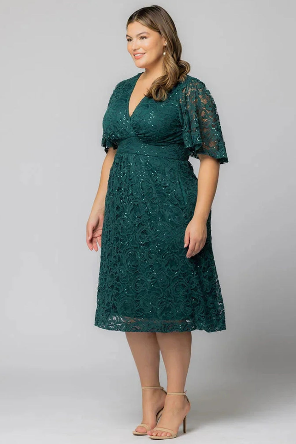 Starry Sequined Lace Cocktail Dress