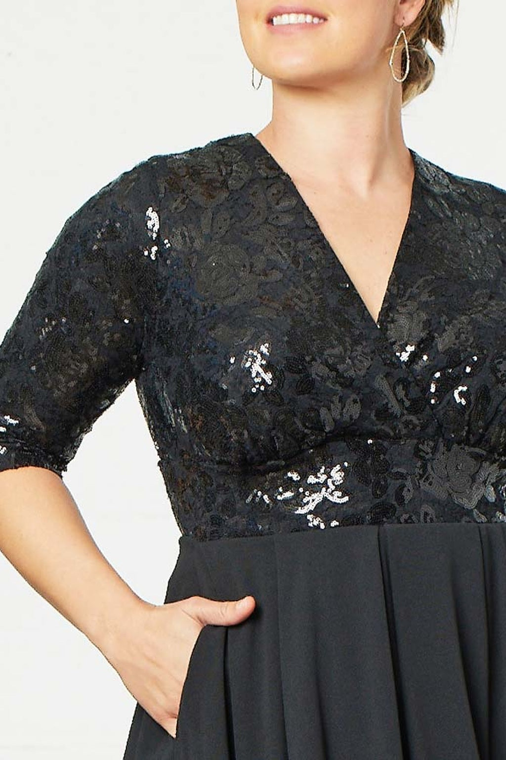 Paris Pleated Sequin Gown