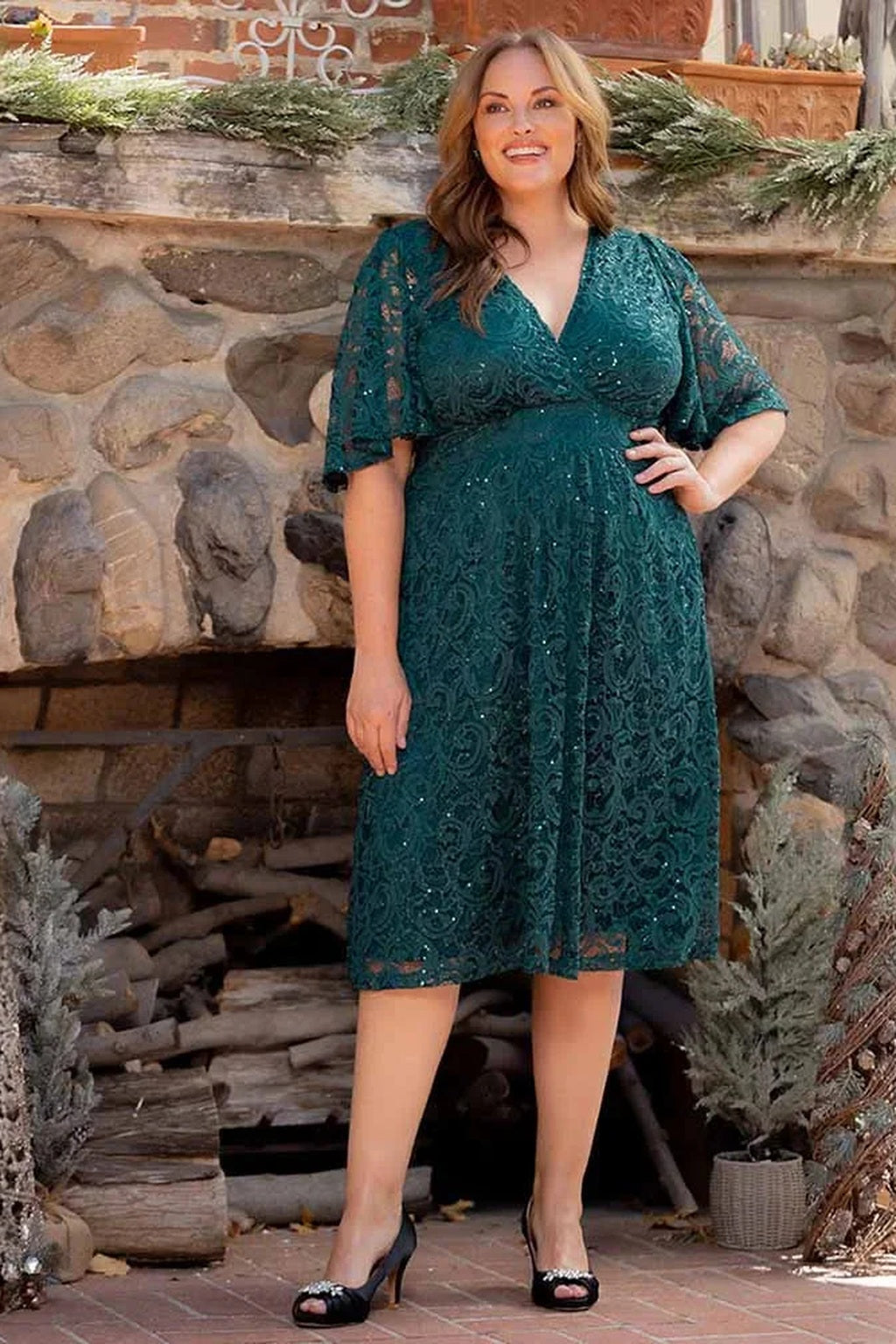 Starry Sequined Lace Cocktail Dress