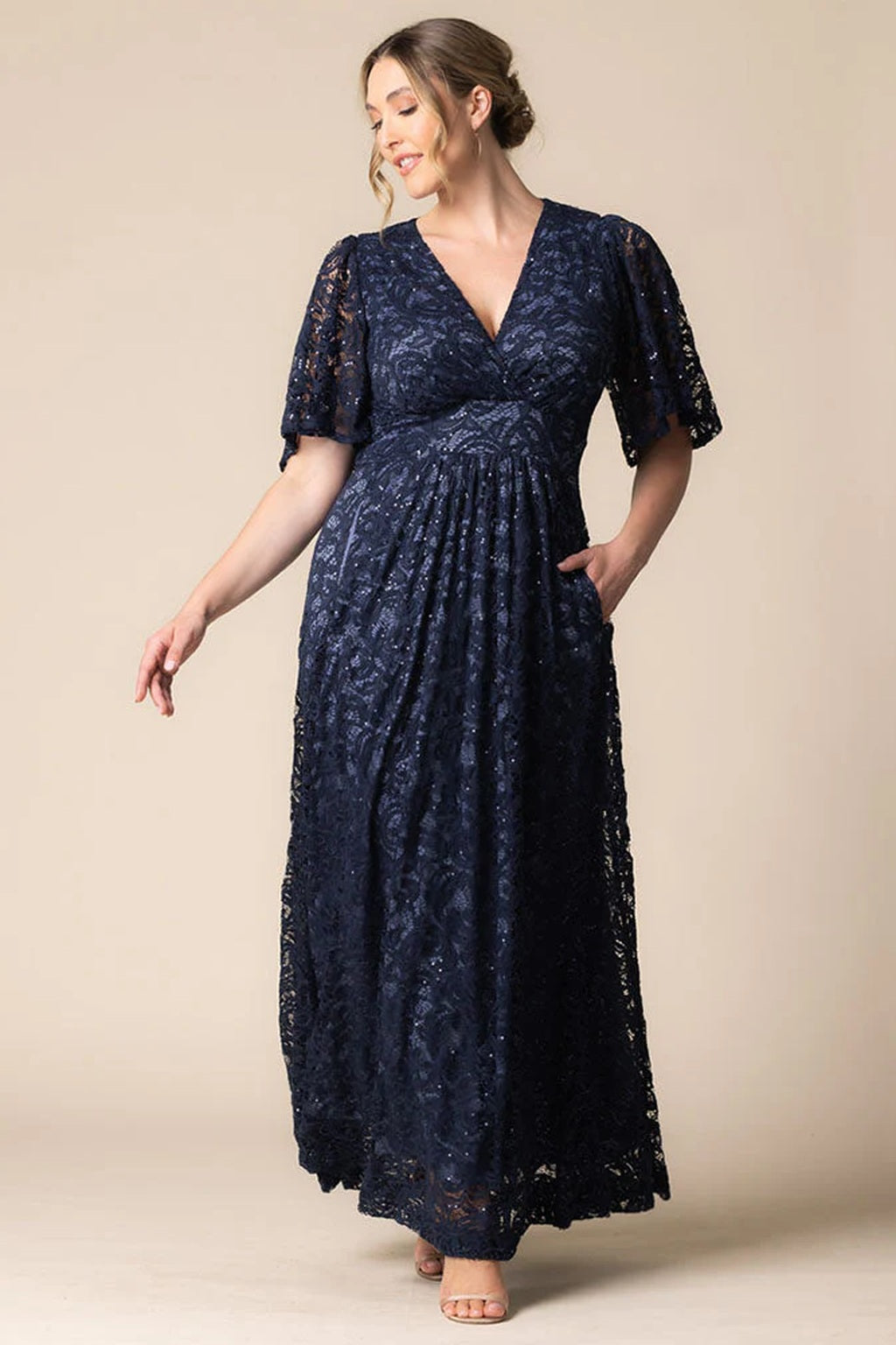 Luminous Sequin Lace Long Gown