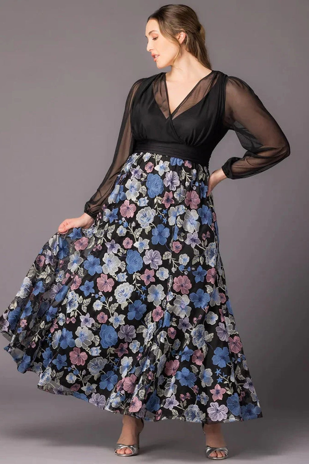 Isabella Embroidered Mesh Gown