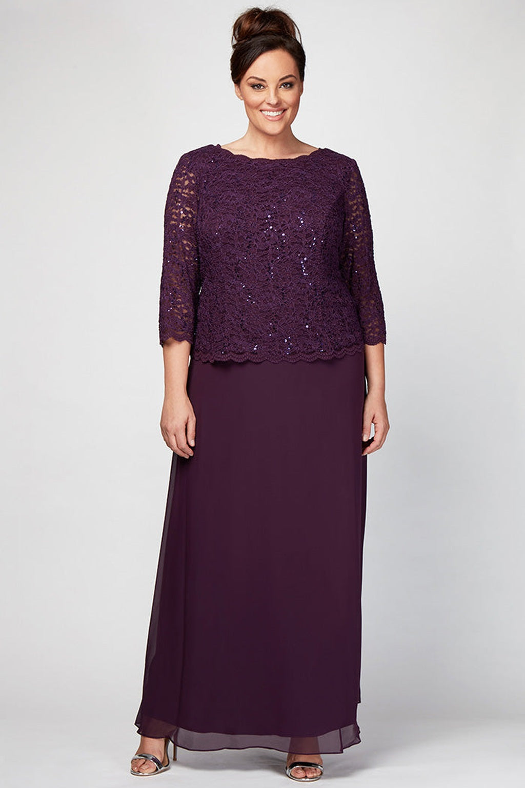 Plus Juliet Sequin Lace & Chiffon Gown