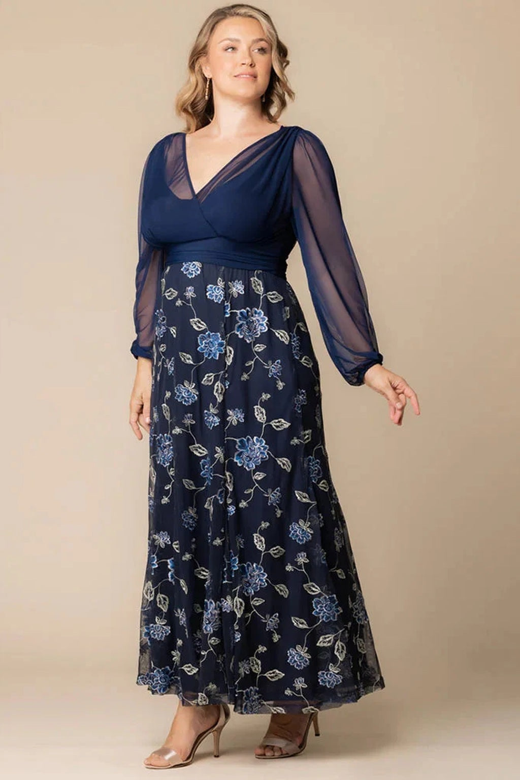 Isabella Embroidered Mesh Gown