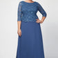 Plus Lace & Chiffon Gown with Scallop Edge Detail