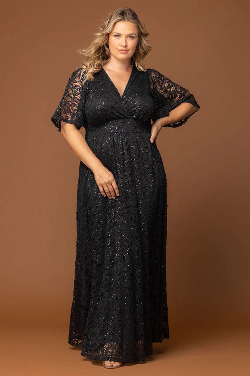 Luminous Sequin Lace Long Gown