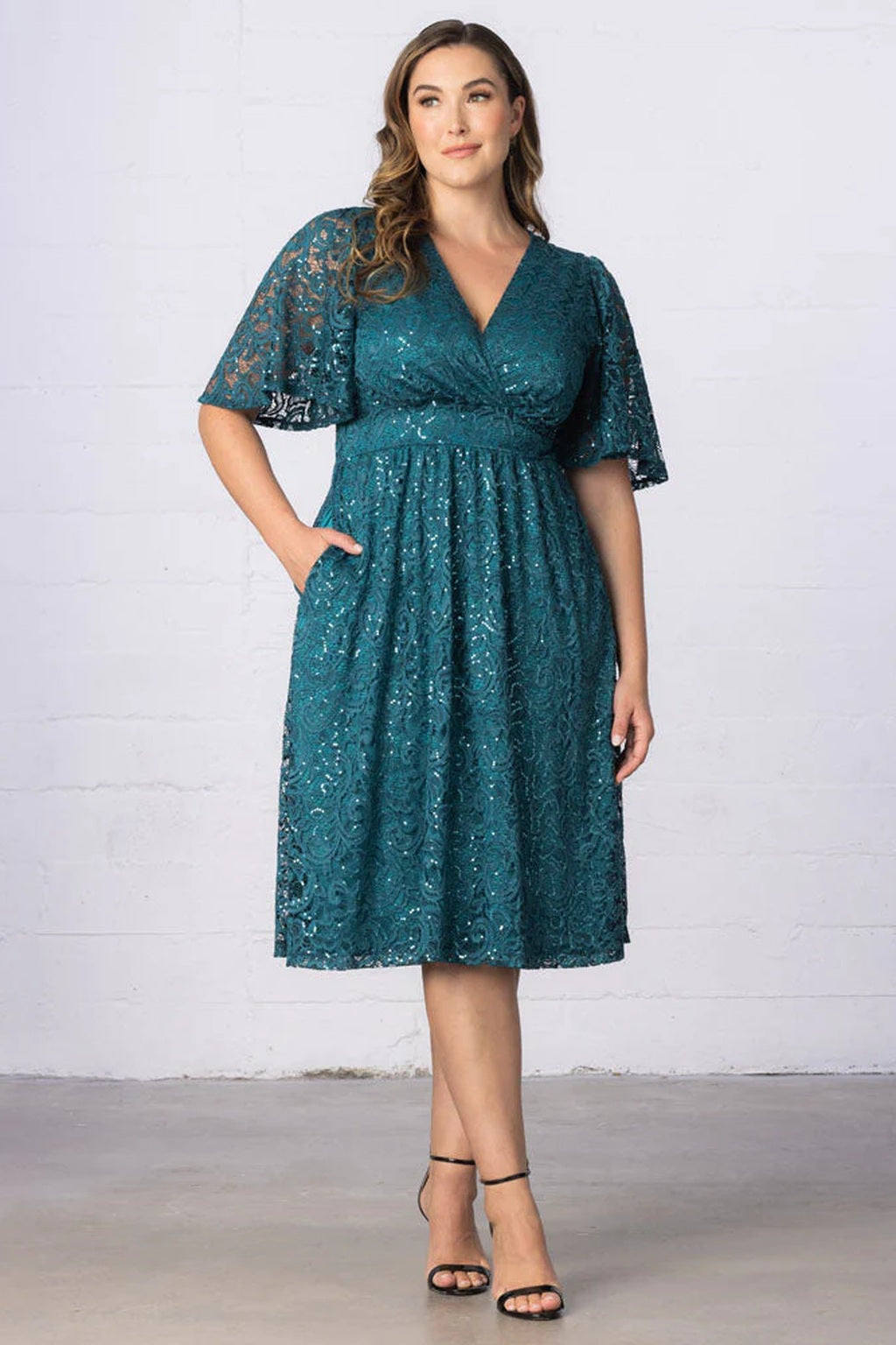 Starry Sequined Lace Cocktail Dress