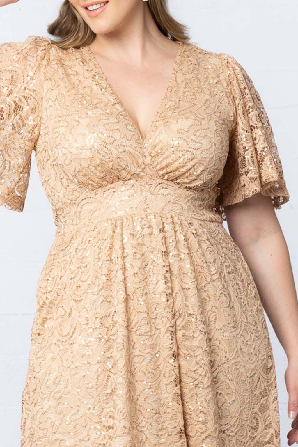 Starry Sequined Lace Cocktail Dress