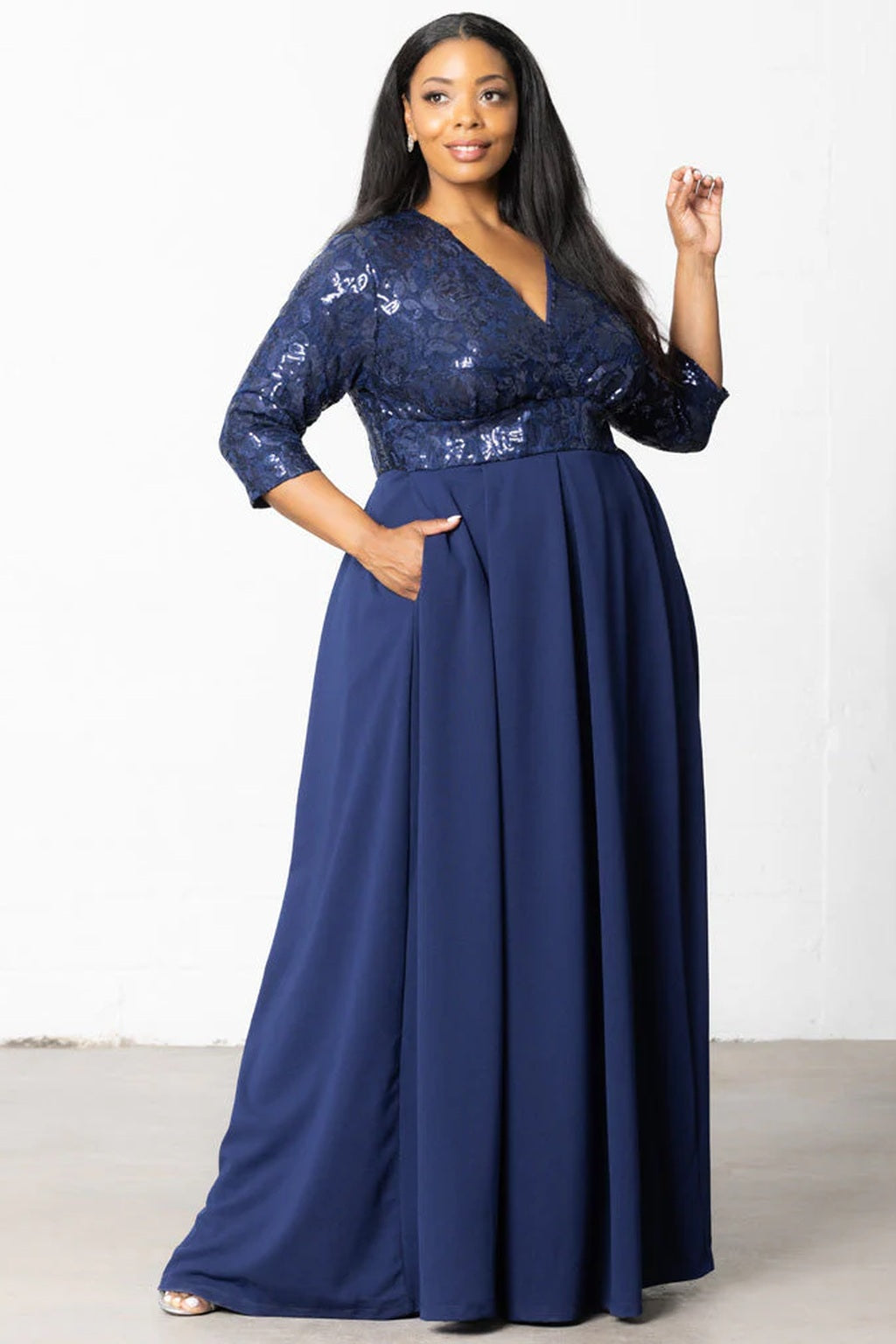 Paris Pleated Sequin Gown