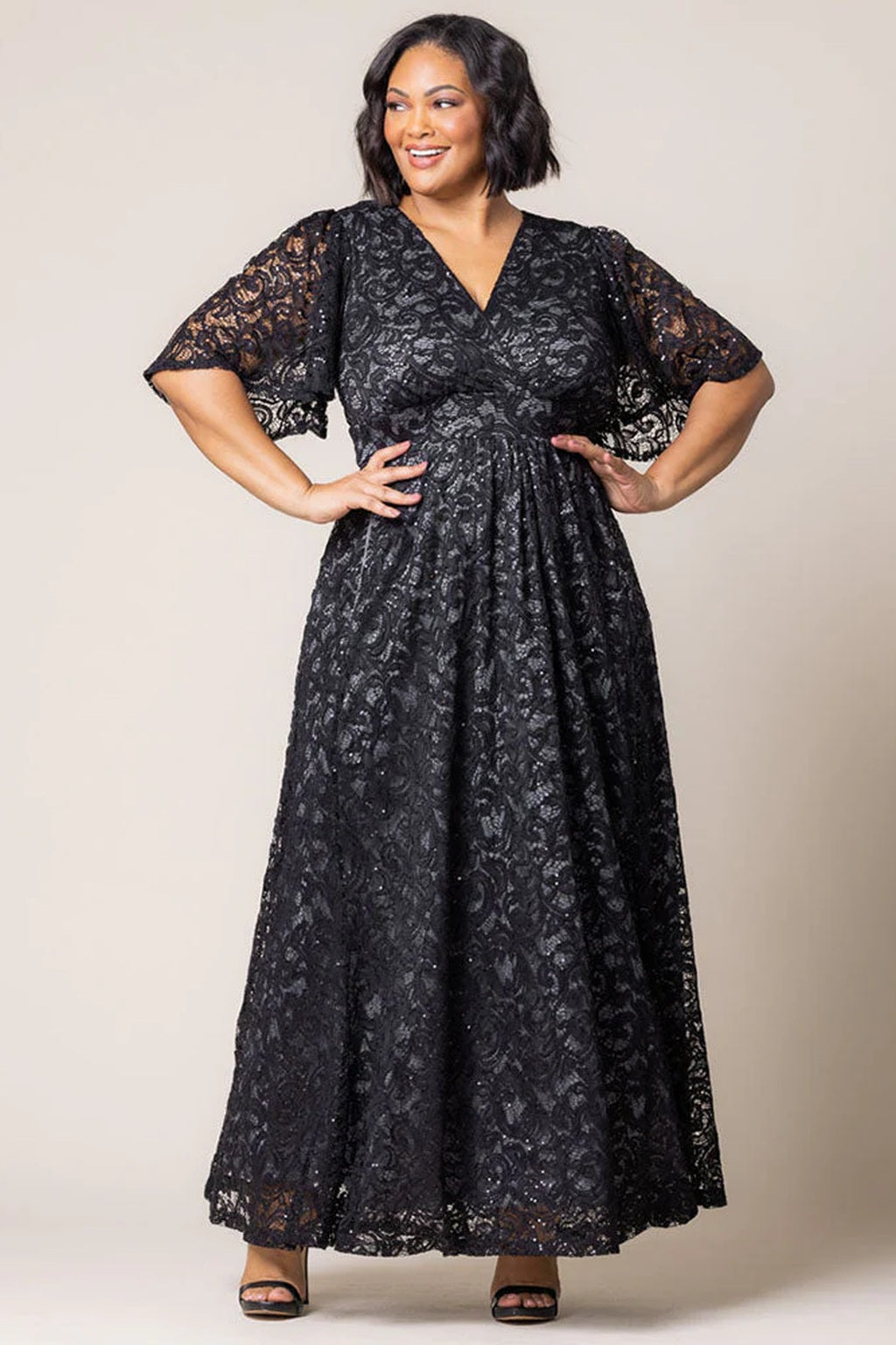 Luminous Sequin Lace Long Gown
