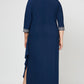 Plus Jersey Dress with Keyhole Cutout Neckline and Embellished Sleeves/Neckline