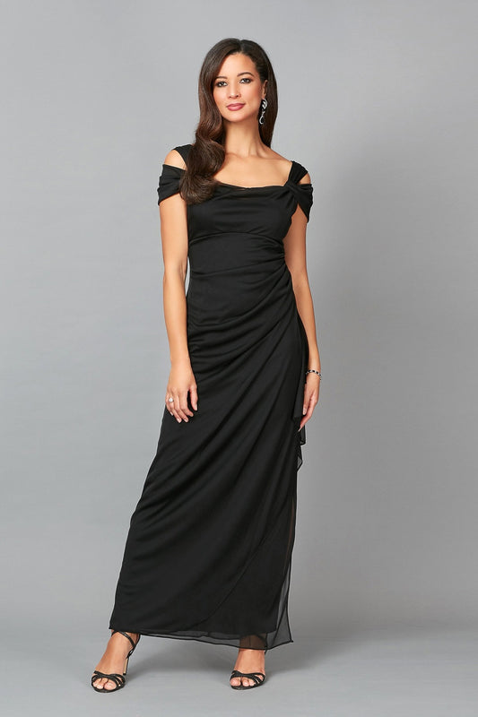 Plus Lindsay Cold Shoulder Mesh Gown