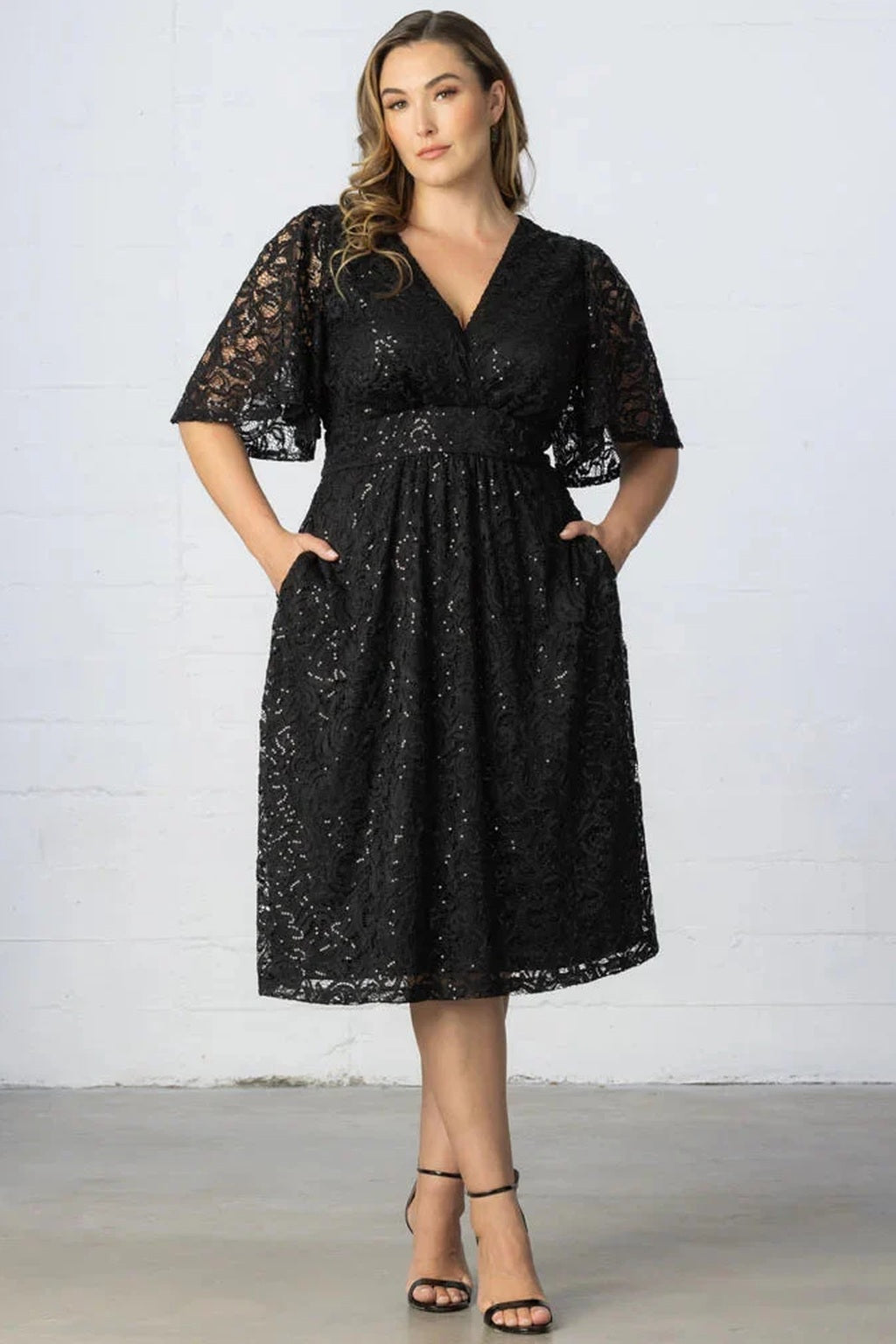 Starry Sequined Lace Cocktail Dress