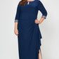 Plus Jersey Dress with Keyhole Cutout Neckline and Embellished Sleeves/Neckline